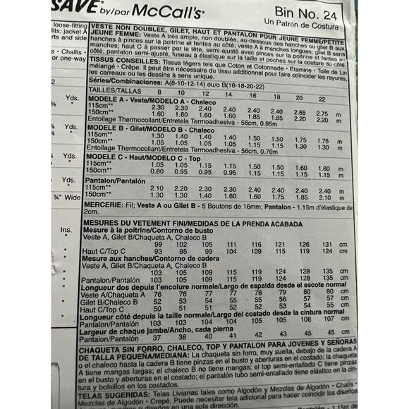 McCalls pattern 4347 tank top vest shacket elastic waist pants - Picture 5 of 5